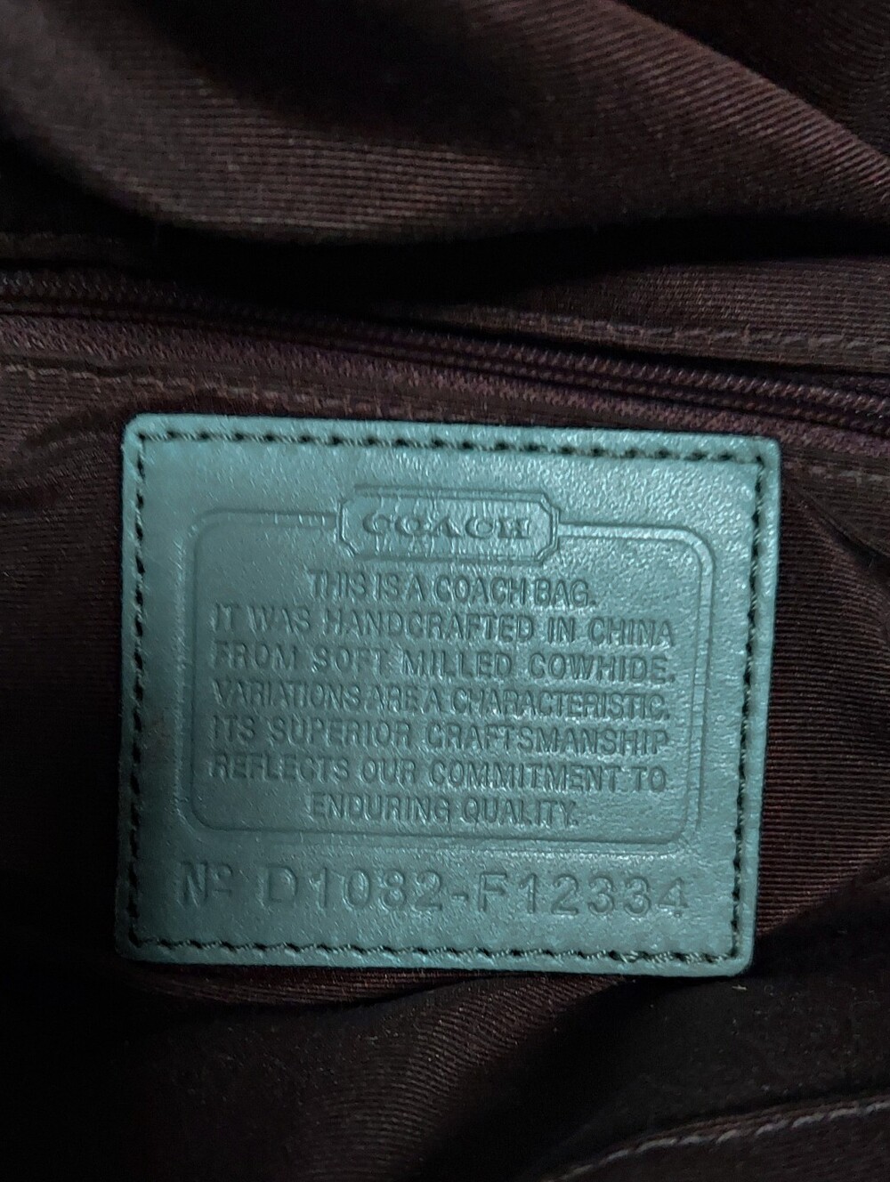 COACH Vtg Leather CHELSEA Barrel Bag In Blue Leather w/Dark Brown Trim - Picture 5 of 6
